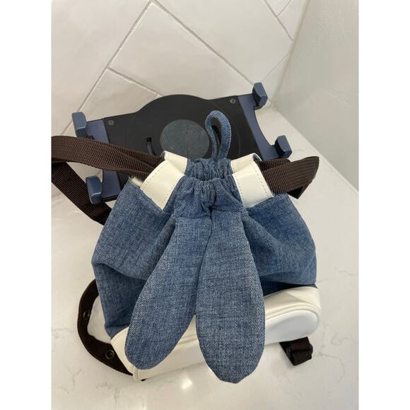 Play Jello Korean Boutique Denim Bunny Backpack White Bottom 12"x7"x6" - Picture 5 of 14